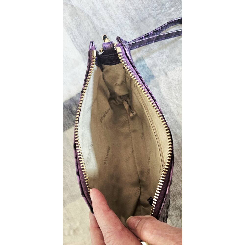 Brahmin Purple Croc-Embossed Wristlet Clutch - Picture 6 of 8